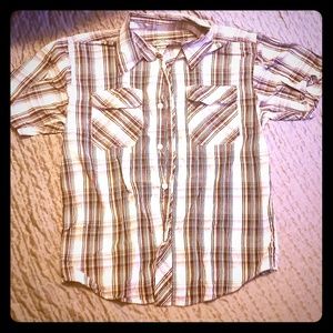 Boy's Plaid Short Sleeve Button Down Shirt